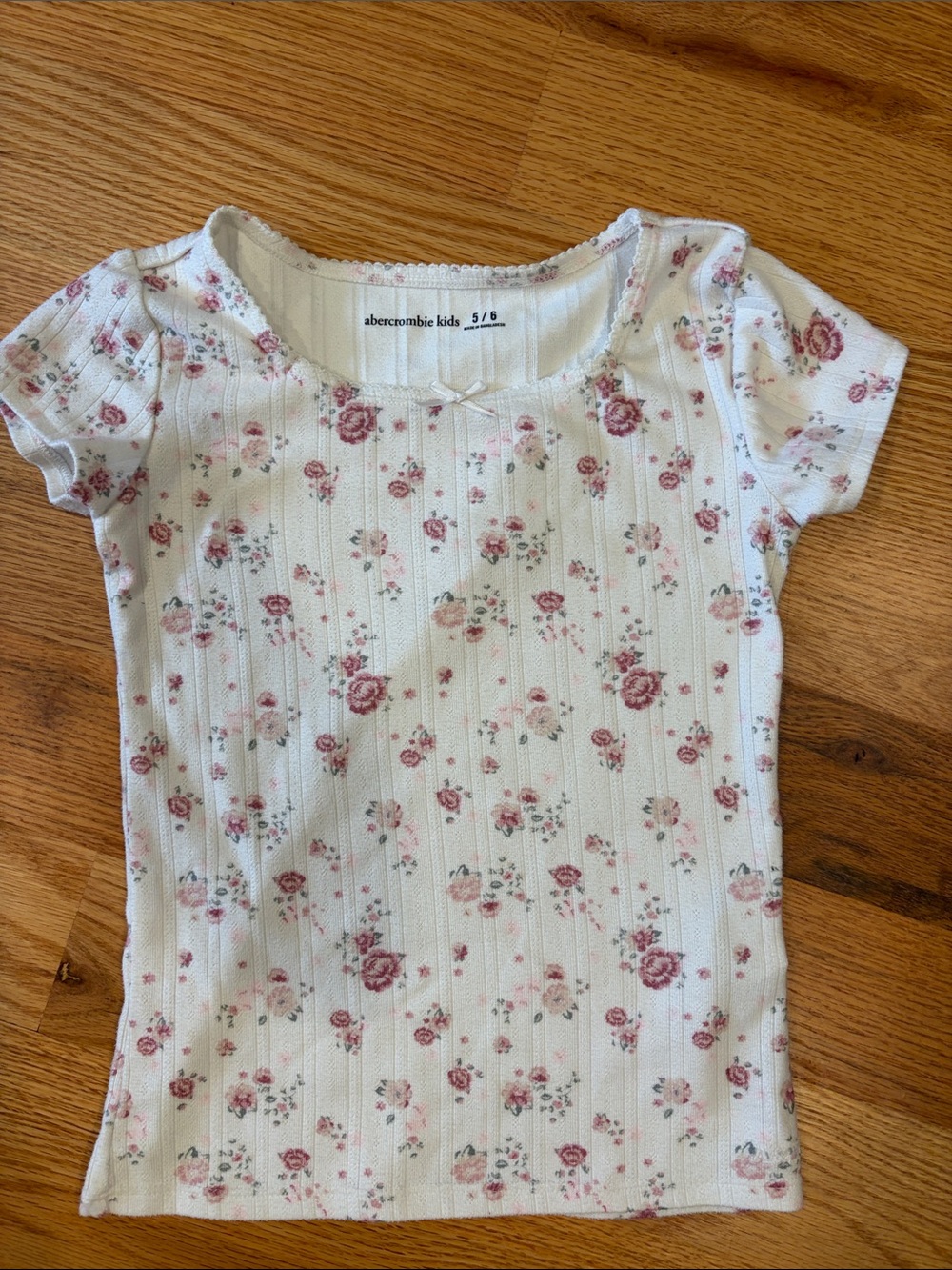 abercrombie kids White Tee with Pink Rose Floral Print